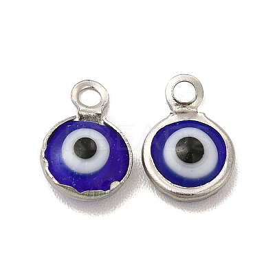 304 Stainless Steel with Glass Enamel Charms STAS-G305-10P-06-1