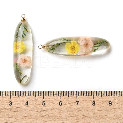 Inner Dried Flower Transparent Resin Pendants RESI-A043-01B-1