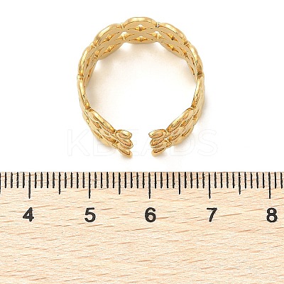 Flower 304 Stainless Stee Open Cuff Rings for Women RJEW-Q006-03E-G-1