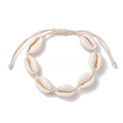 Natural Cowrie Shell Braided Bead Bracelets BJEW-JB10093-1