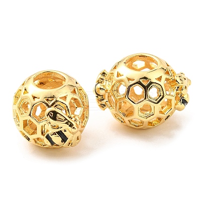 Brass Enamel European Beads KK-M247-14G-1