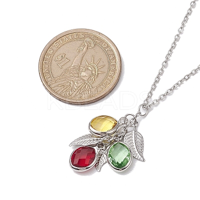 Stainless Steel and Glass Pendant Necklaces NJEW-JN04701-1