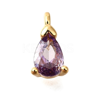 Brass Micro Pave Cubic Zirconia Pendants KK-D356-08A-G-1