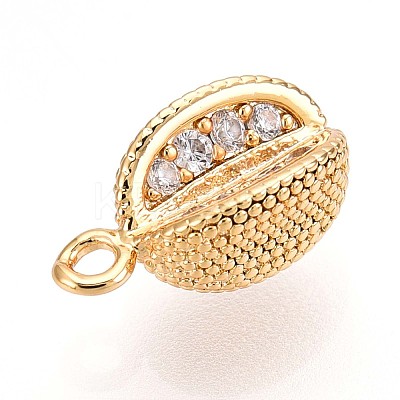 Brass Micro Pave Clear Cubic Zirconia Pendants KK-T075-44G-1