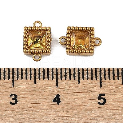 Ion Plating(IP) 304 Stainless Steel Cubic Zirconia Square Links Connector Charms STAS-K256-24G-09-1