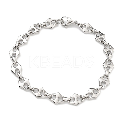 304 Stainless Steel Link Chain Bracelets BJEW-H618-08P-1
