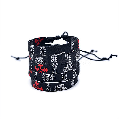 Arab Scarf Style Cloth with Wax Cord Braided Bracelets FS-WG12D4A-04-1