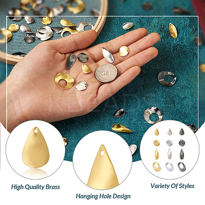 72Pcs 12 Style Brass Pendants FIND-SW0001-24-1