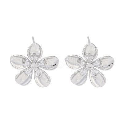 Brass Pave Clear Cubic Zirconia Stud Earring Findings KK-F875-05P-1