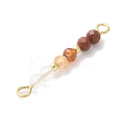 Faceted Round Natural Mixed Gemstone Beaded Connector Charms PALLOY-JF03530-1