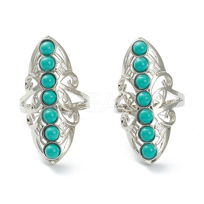 Adjustable Natural & Synthetic Gemstone Finger Rings RJEW-E166-06P-1