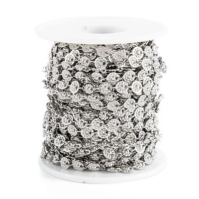 Tarnish Resistant Handmade 304 Stainless Steel Flat Round Charms Link Chains CHS-M004-10P-1