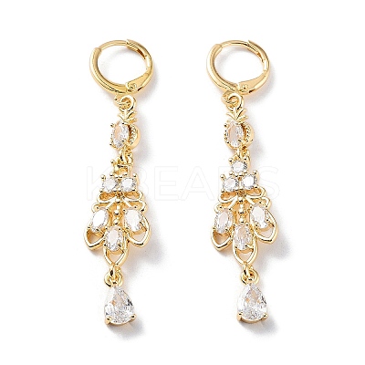 Rack Plating Golden Brass Dangle Leverback Earrings EJEW-A030-01A-G-1