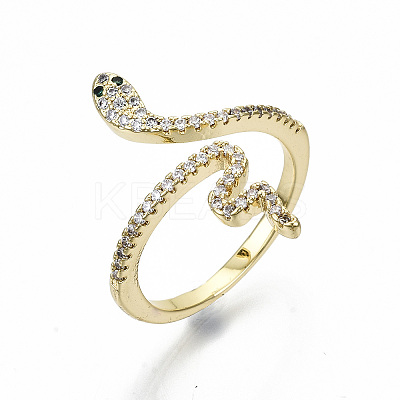 Brass Micro Pave Clear Cubic Zirconia Cuff Rings LS-RJEW-S045-046G-NR-1
