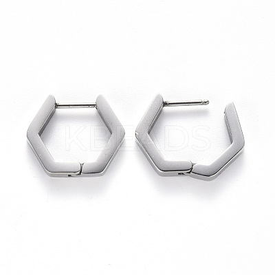 Non-Tarnish 304 Stainless Steel Huggie Hoop Earrings X-STAS-S103-24P-1
