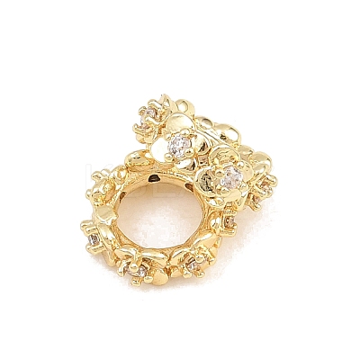 Brass Micro Pave Cubic Zirconia European Beads KK-K297-50KCG-1