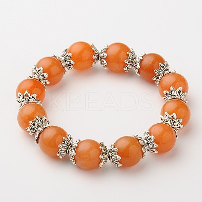 Natural Gemstone Round Bead Stretch Bracelets BJEW-JB01506-1