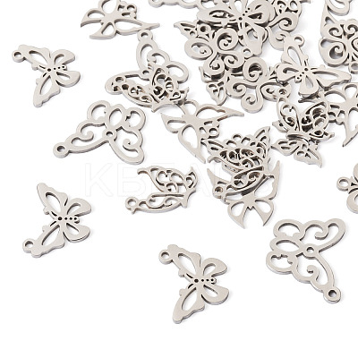 36Pcs 6 Style 201 Stainless Steel Pendants STAS-PJ0001-29-1
