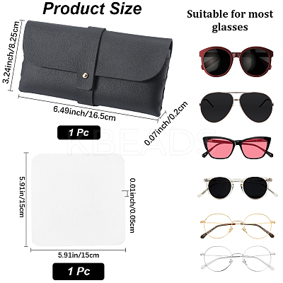 1Pc Rectangle Shape PVC Leather Eyeglass Cases AJEW-CN0003-63B-1