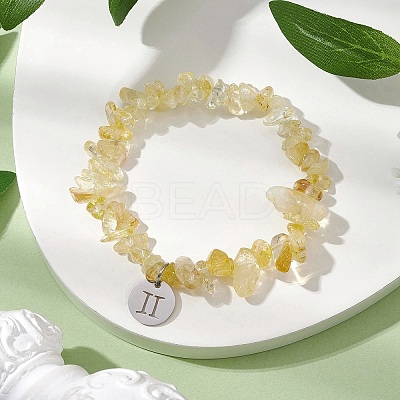 Natural Citrine Stretch Bracelets BJEW-JB11147-03-1