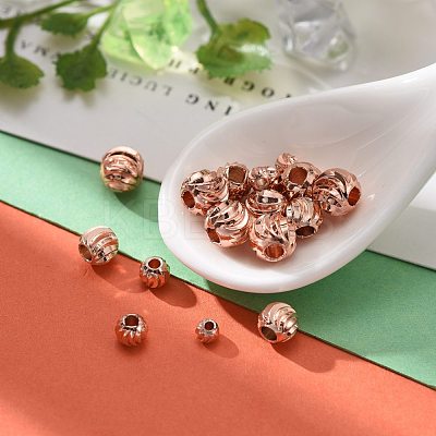 PVD Vacuum Plating Brass Corrugated Round Spacer Beads Set KK-LS0001-10C-RG-1