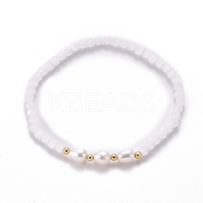 Faceted Glass Beaded Stretch Bracelets BJEW-JB05486-02-1