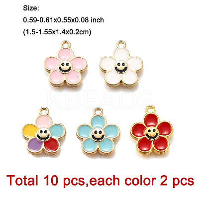10Pcs 5 Styles Alloy Enamel Pendants ENAM-FP0002-45-1