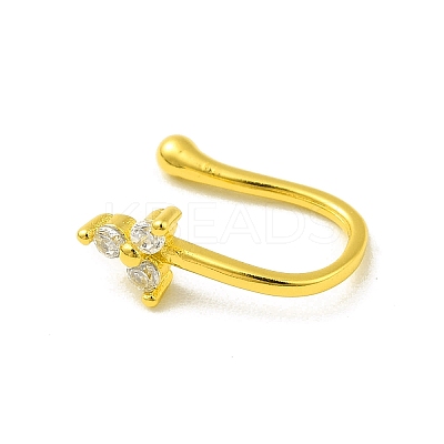 Clear Cubic Zirconia Flower Clip on Nose Rings AJEW-F059-02G-1