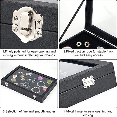 PU Presentation Clear Glass Lid Boxes CON-WH0086-023-1