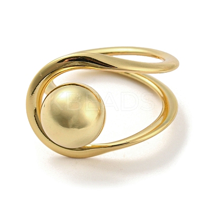 Round Ball Rack Plating Brass Wire Wrap Finger Rings RJEW-Q786-01G-1