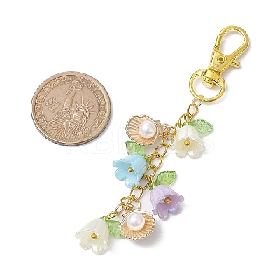 Resin Flower Pendant Decorations HJEW-JM01953-1
