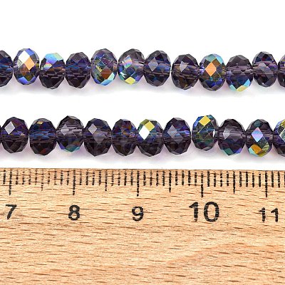 Electroplate Transparent Glass Beads Strands EGLA-A046-01B-11-1