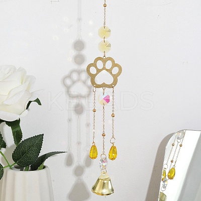 Faceted Glass Teardrop & Octagon Hanging Suncatcher HJEW-I010-02B-1