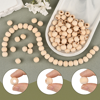 Natural Unfinished Wood Beads WOOD-PA0001-16C-1