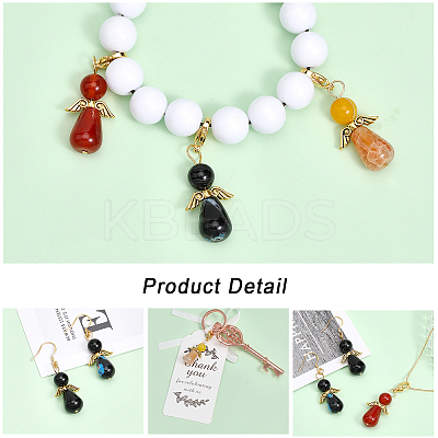 12Pcs 3 Styles Natural Agate Alloy Pendant Decorations HJEW-CA0001-31-1