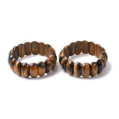 Oval Natural Tiger Eye Beads Stretch Bracelets for Unisex BJEW-Z149-04-1
