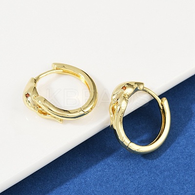 Snake Brass Micro Pave Cubic Zirconia Hoop Earrings EJEW-L299-03G-1