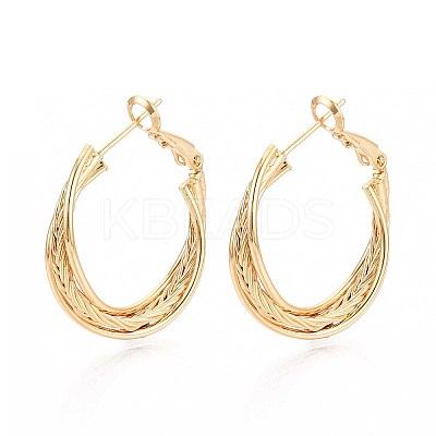 Twist Brass Hoop Earrings EJEW-T047-99G-1