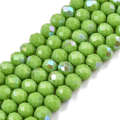 Electroplate Opaque Solid Color Glass Beads Strands EGLA-A044-P4mm-L30-1