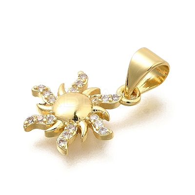 Sun Brass Micro Pave Cubic Zirconia Charms KK-S508-06G-1