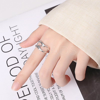 Criss Cross Rhodium Plated 925 Sterling Silver Adjustable Rings FS-WG76C09-01-1