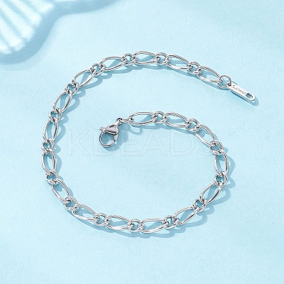 304 Stainless Steel Figaro Chains Bracelets for Women BJEW-JB12772-1