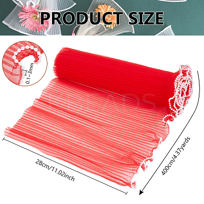 4M Polyester Pleated Lace Trim OCOR-WH0088-24D-1