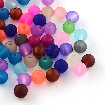 Transparent Frosted Glass Beads FGLA-R001-8mm-M-1