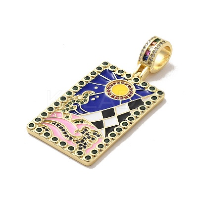 Brass Micro Pave Cubic Zirconia Pendants with Enamel KK-H458-04G-06-1