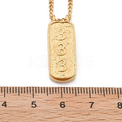 304 Stainless Steel Rectangle Number Pendant Necklaces NJEW-D300-01G-03-1