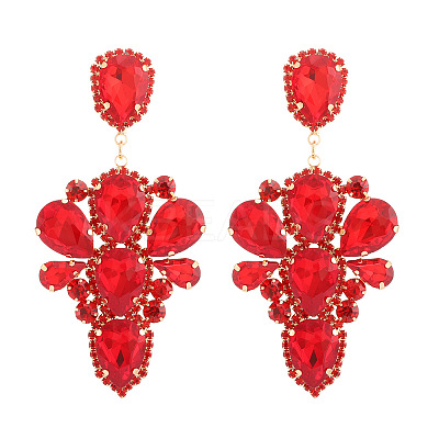 Teardrop Alloy Rhinestone Dangle Stud Earrings WG4A996-05-1