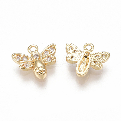 Brass Micro Pave Cubic Zirconia Charms X-KK-S350-081G-1