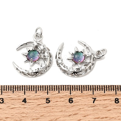 Brass Micro Pave Clear Cubic Zirconia Glass Pendants ZIRC-C024-06P-01-1