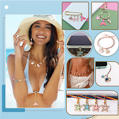 66Pcs 9 Styles Natural Shell & Zinc Alloy Enamel Pendants Kits FIND-GA0007-91-1